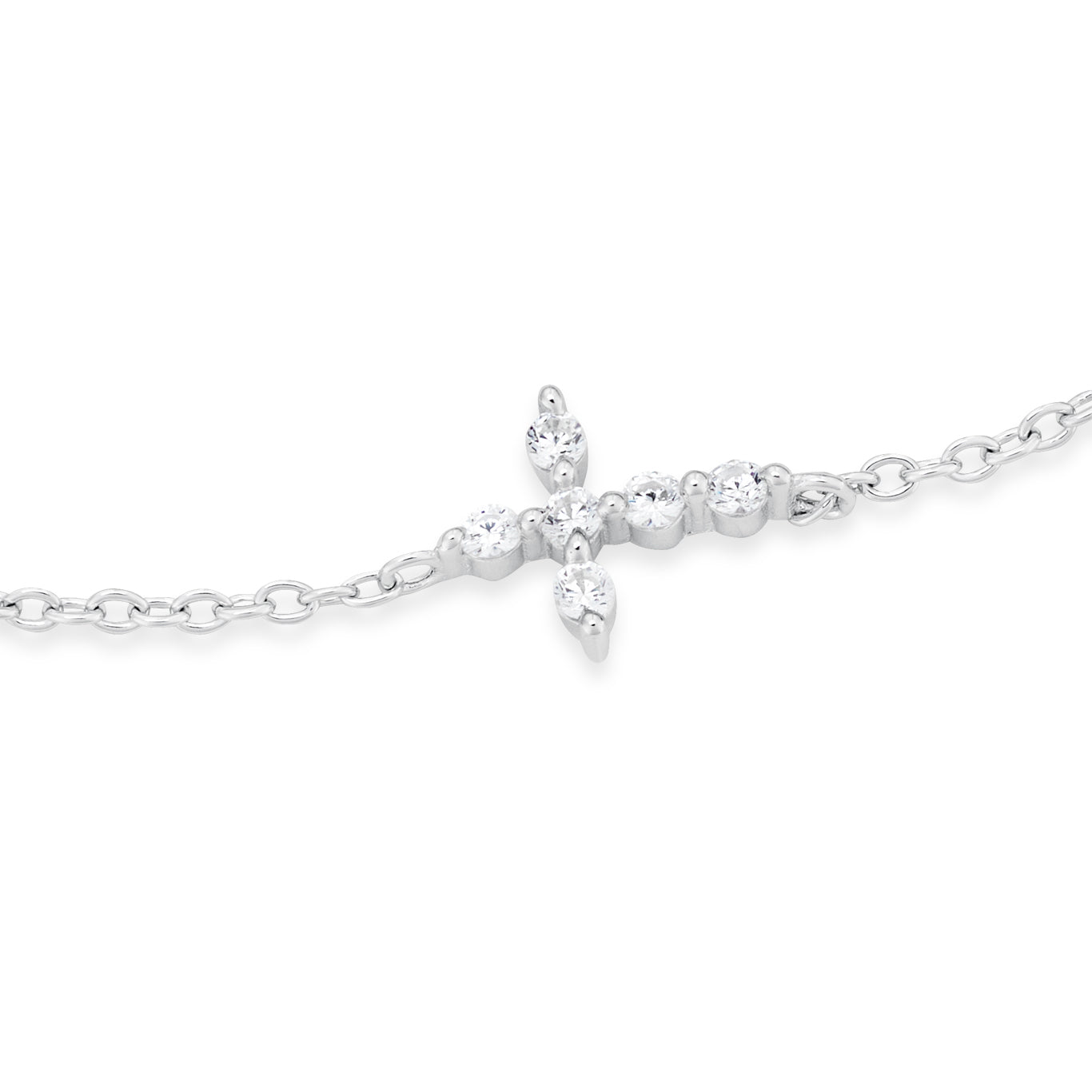 Argento Silver Petite CZ  Cross Bracelet