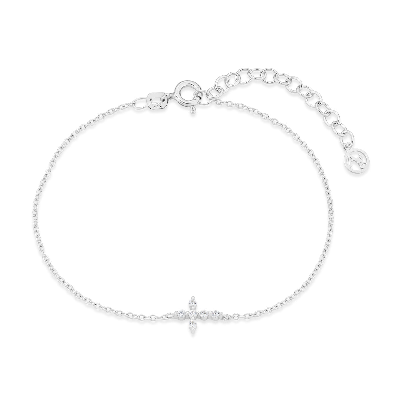 Argento Silver Petite CZ  Cross Bracelet