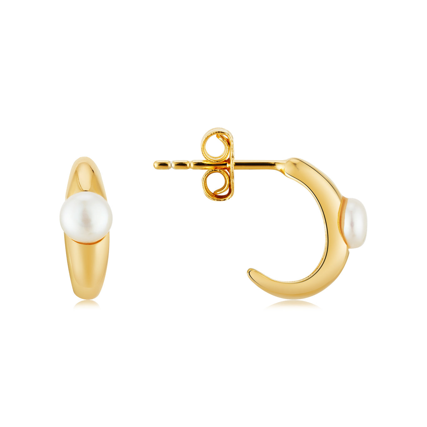 Argento Gold 18k Plated Freshwater Pearl Half Hoop Earrings