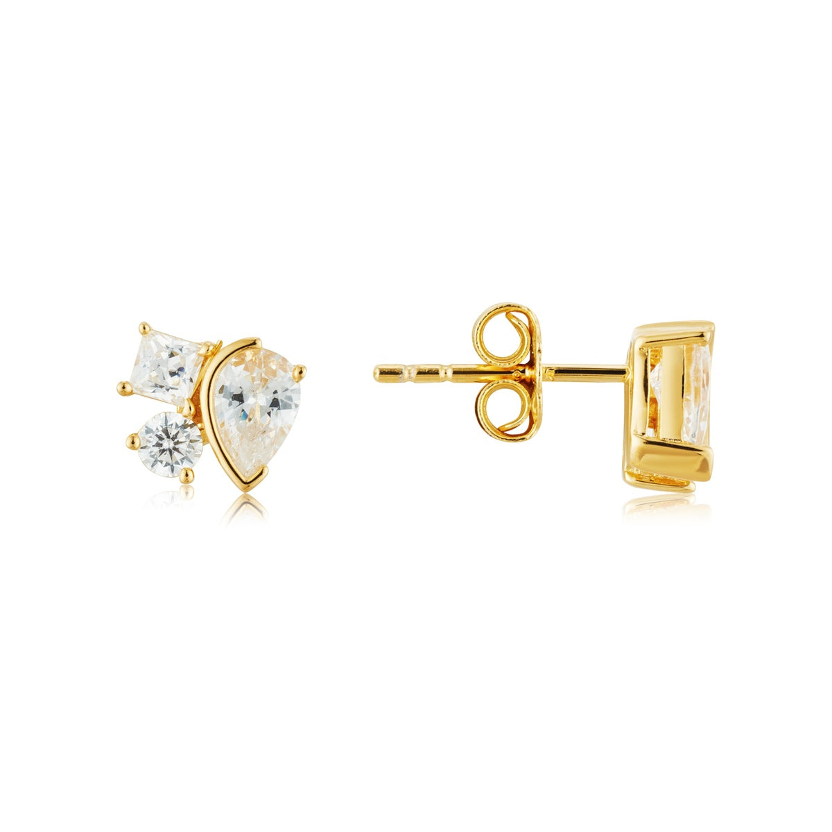 Argento Gold 18k Plated CZ Pear Cluster Earrings