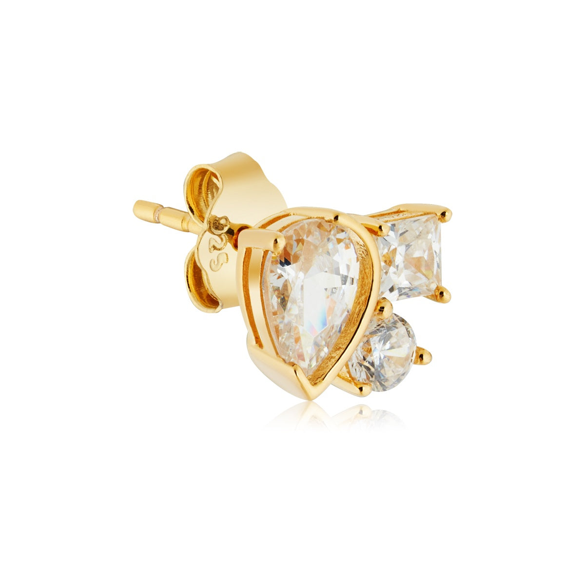 Argento Gold 18k Plated CZ Pear Cluster Earrings