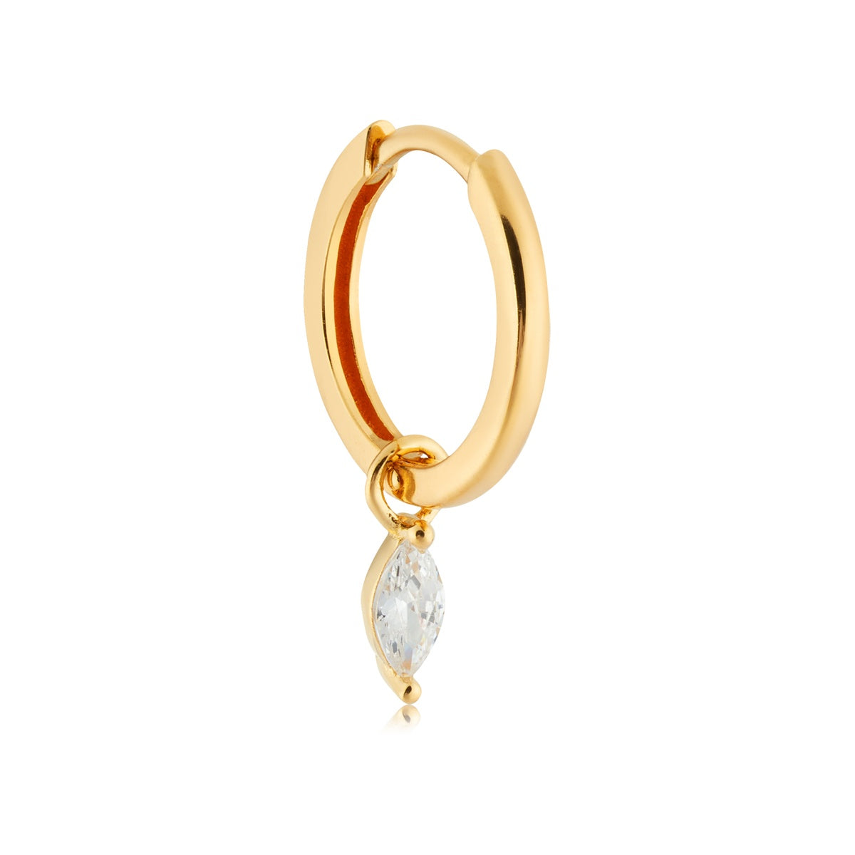 Argento Gold 18k Plated CZ Marquise Drop Huggie Earrings