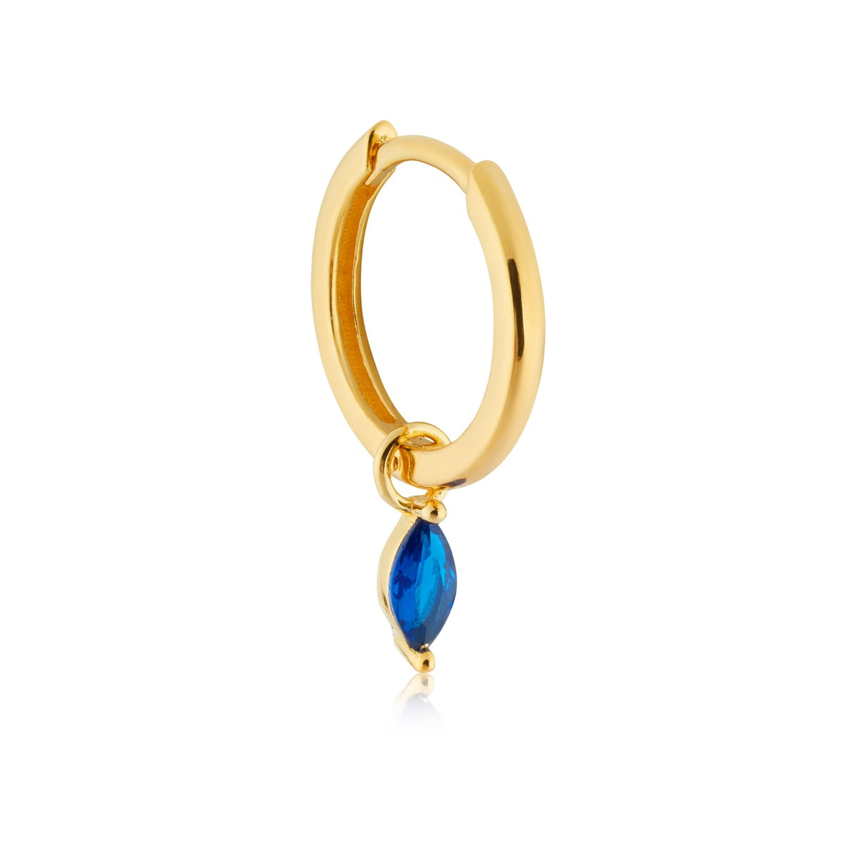 Argento Gold 18k Plated Blue CZ Marquise Drop Huggie Earrings