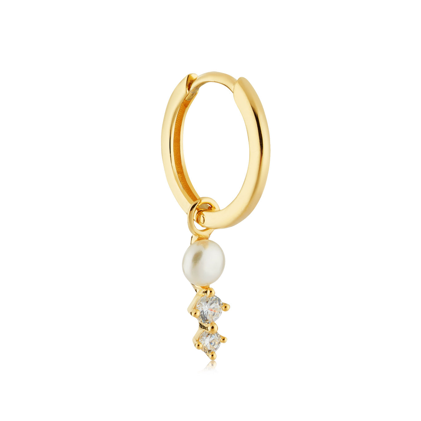 Argento Gold 18k Plated Freshwater Pearl CZ Hoop Earrings