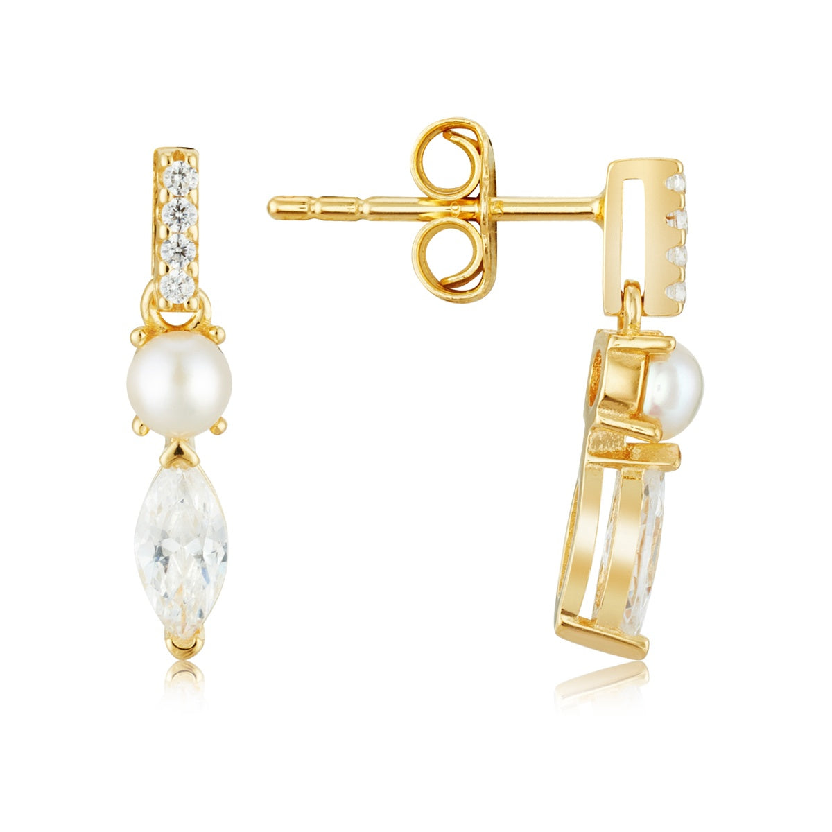 Argento Gold Freshwater Pearl Marquise Earrings