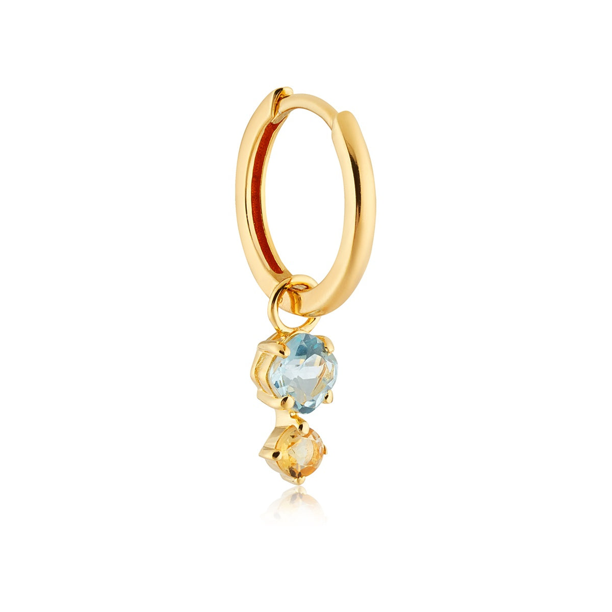 Argento Gold 18k Plated Blue Topaz Citrine Huggie Earrings