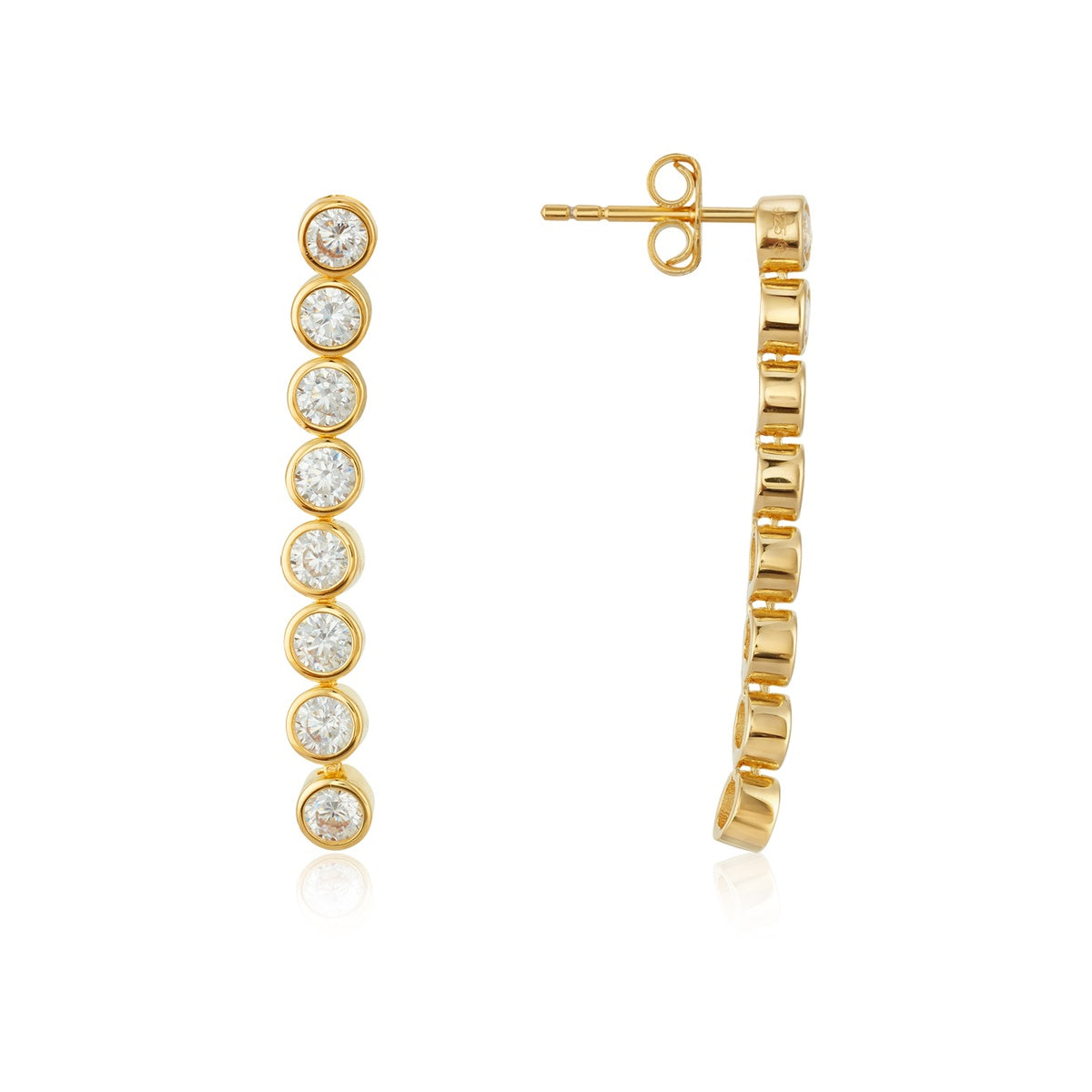 Argento Gold 18k Plated CZ Drop Bezel Earrings