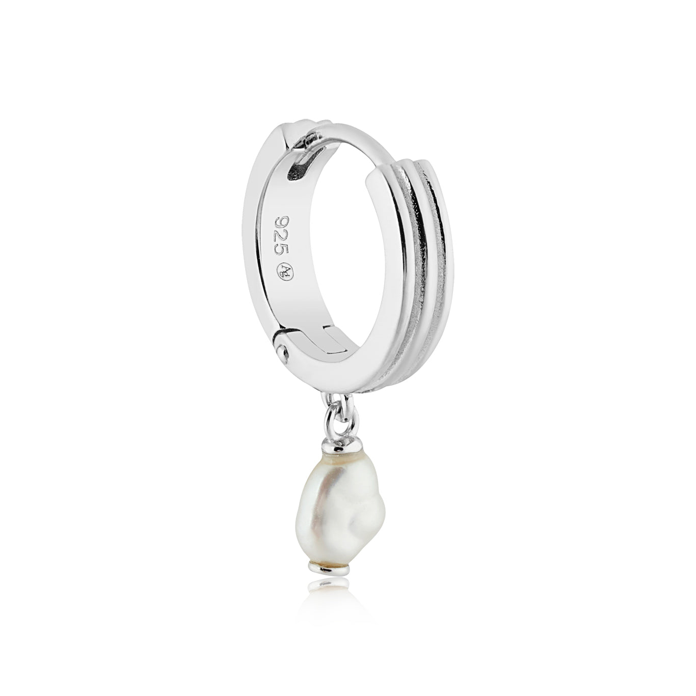 Argento Silver Freshwater Baroque Pearl Ribbed Hoops