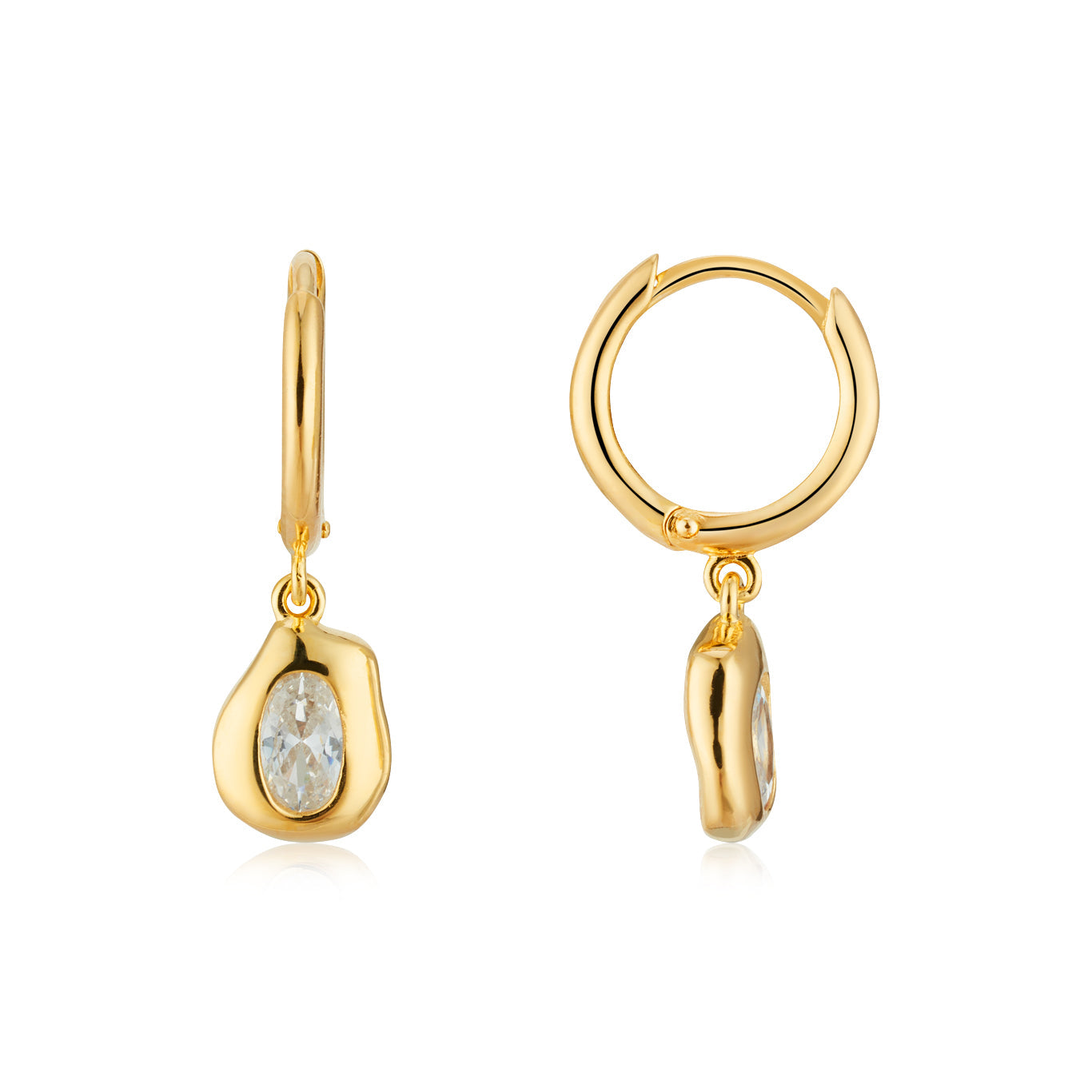 Argento Gold 18k Plated Molten Pebble CZ Hoops