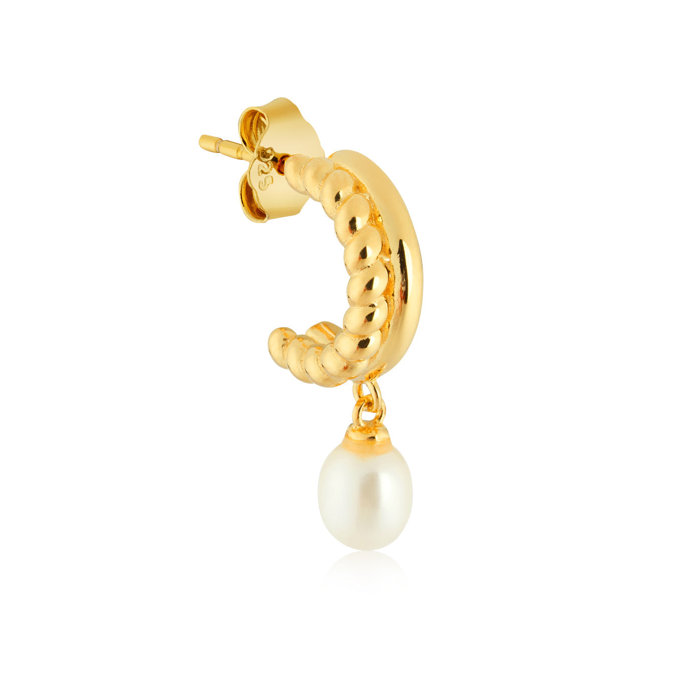 Argento Gold 18k Plated Pearl Double Hoop Earings