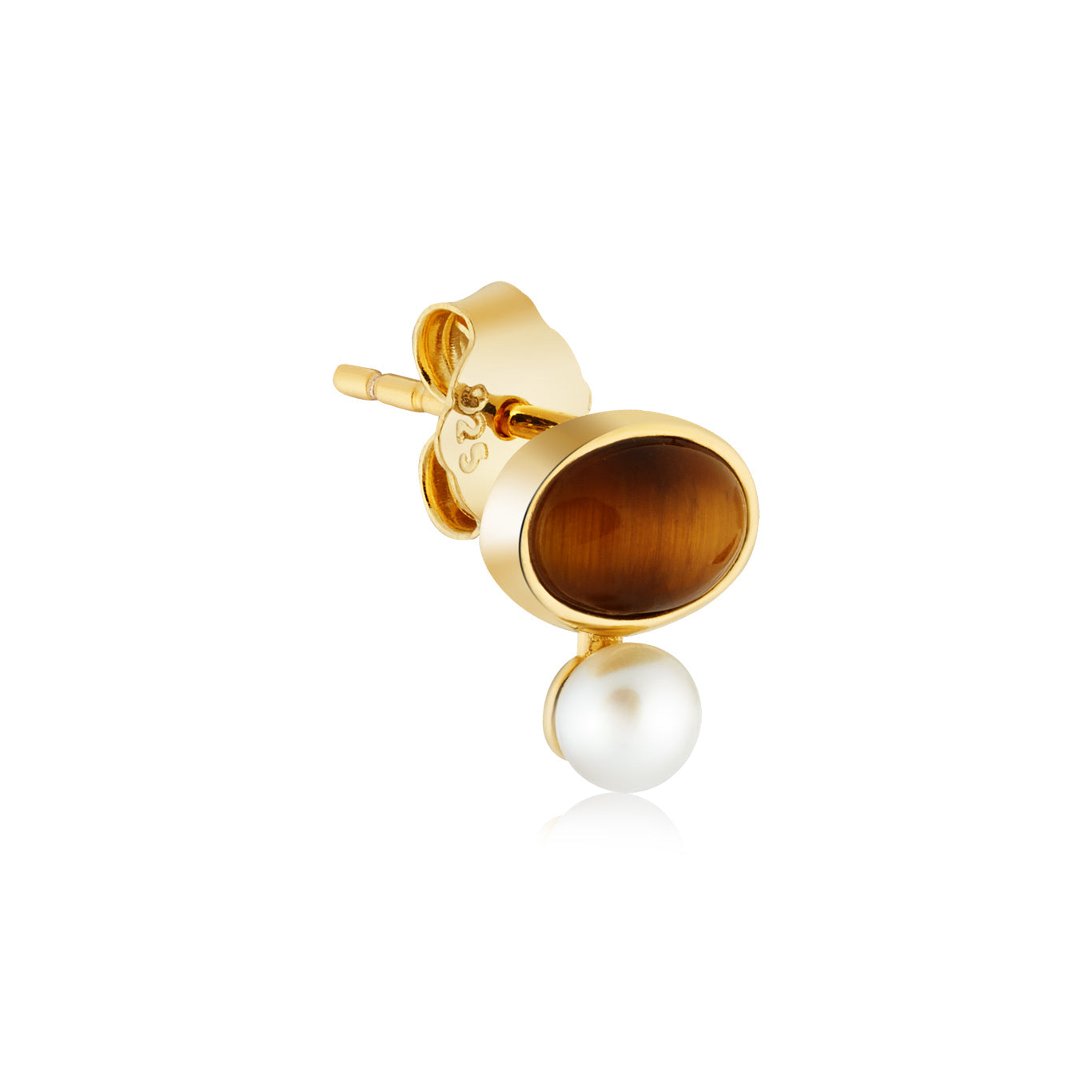 Argento Gold 18k Plated Tigers Eye Pearl Earrings