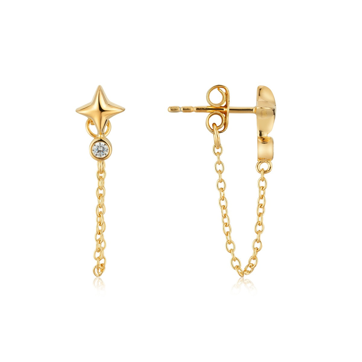 Argento Gold Starburst CZ Drop Earrings