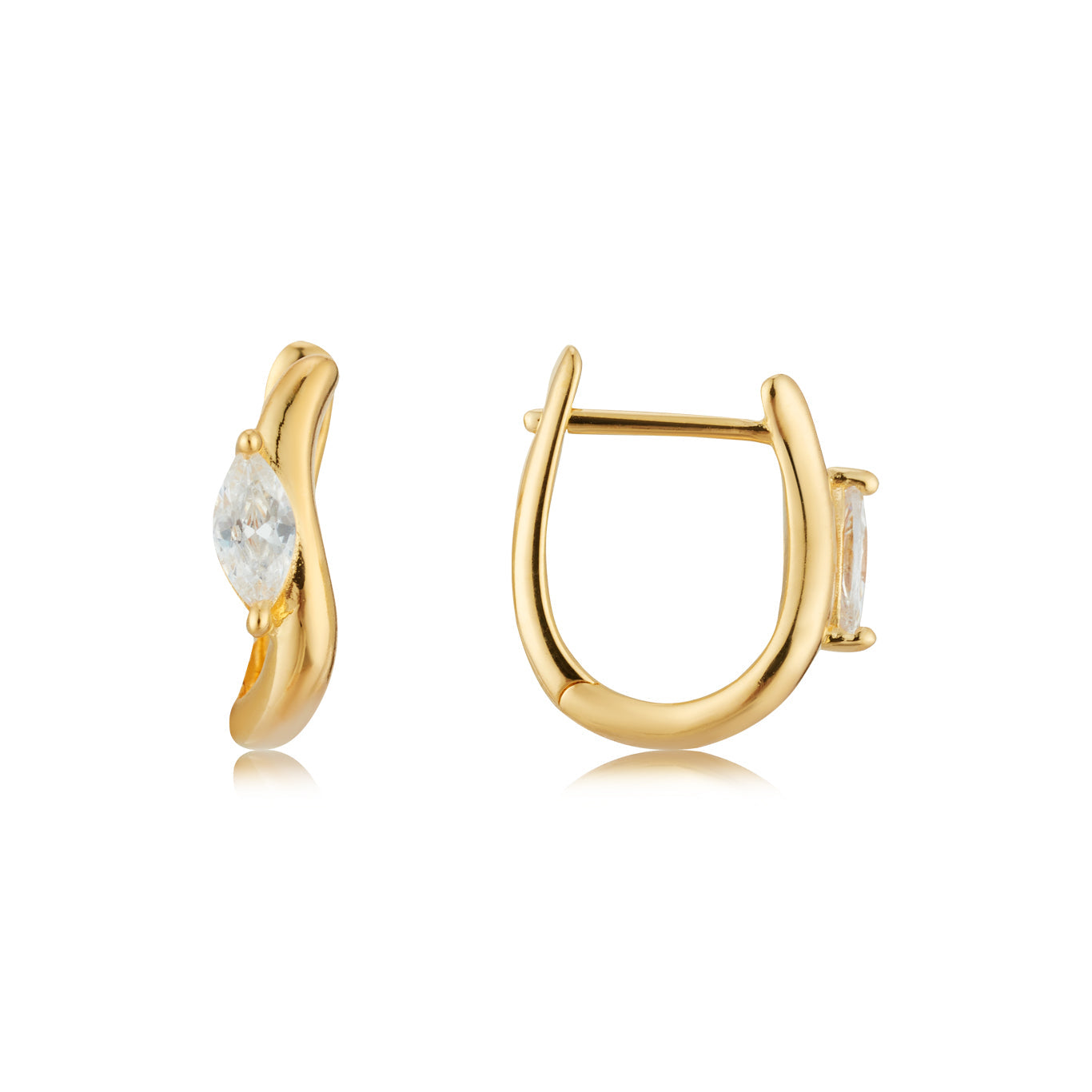 Argento Gold 18k Plated Fluid Wave Marquise Hoops