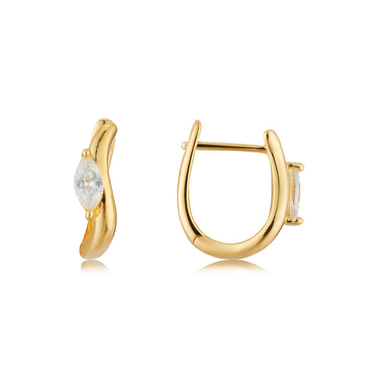 Argento Gold 18k Plated Fluid Wave Marquise Hoops