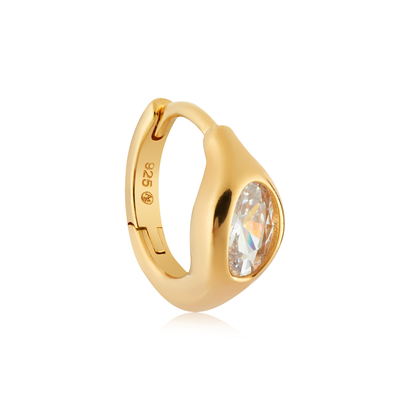 Argento Gold 18k Plated Fluid Oval CZ Hoop Earrings