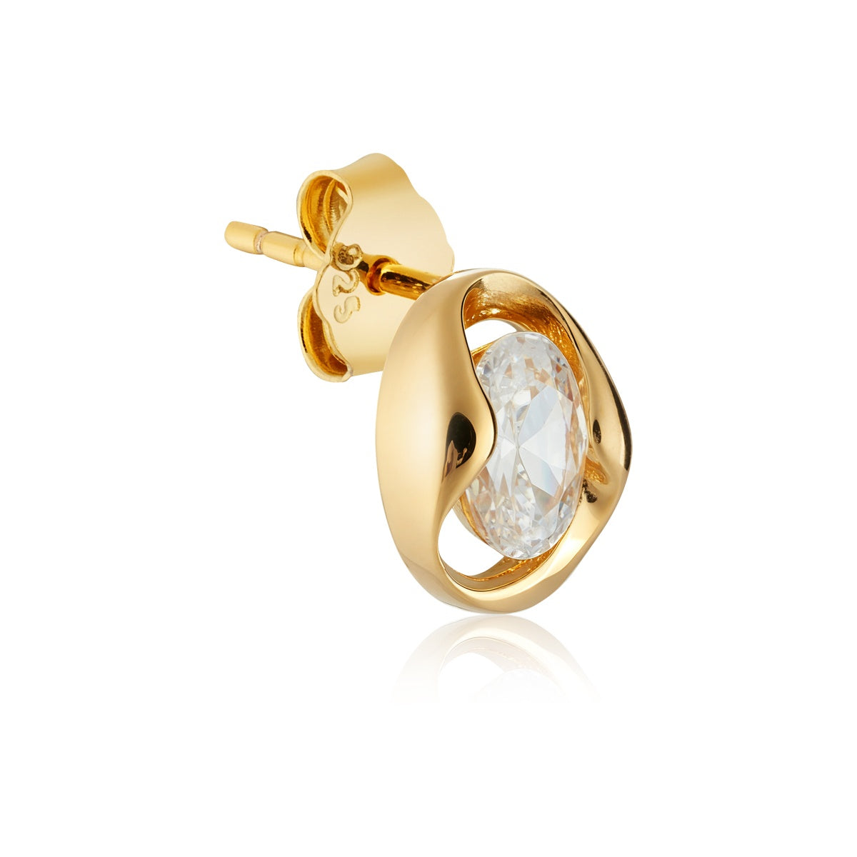 Argento Gold 18k Plated Oval Twist Bezel Stud Earrings