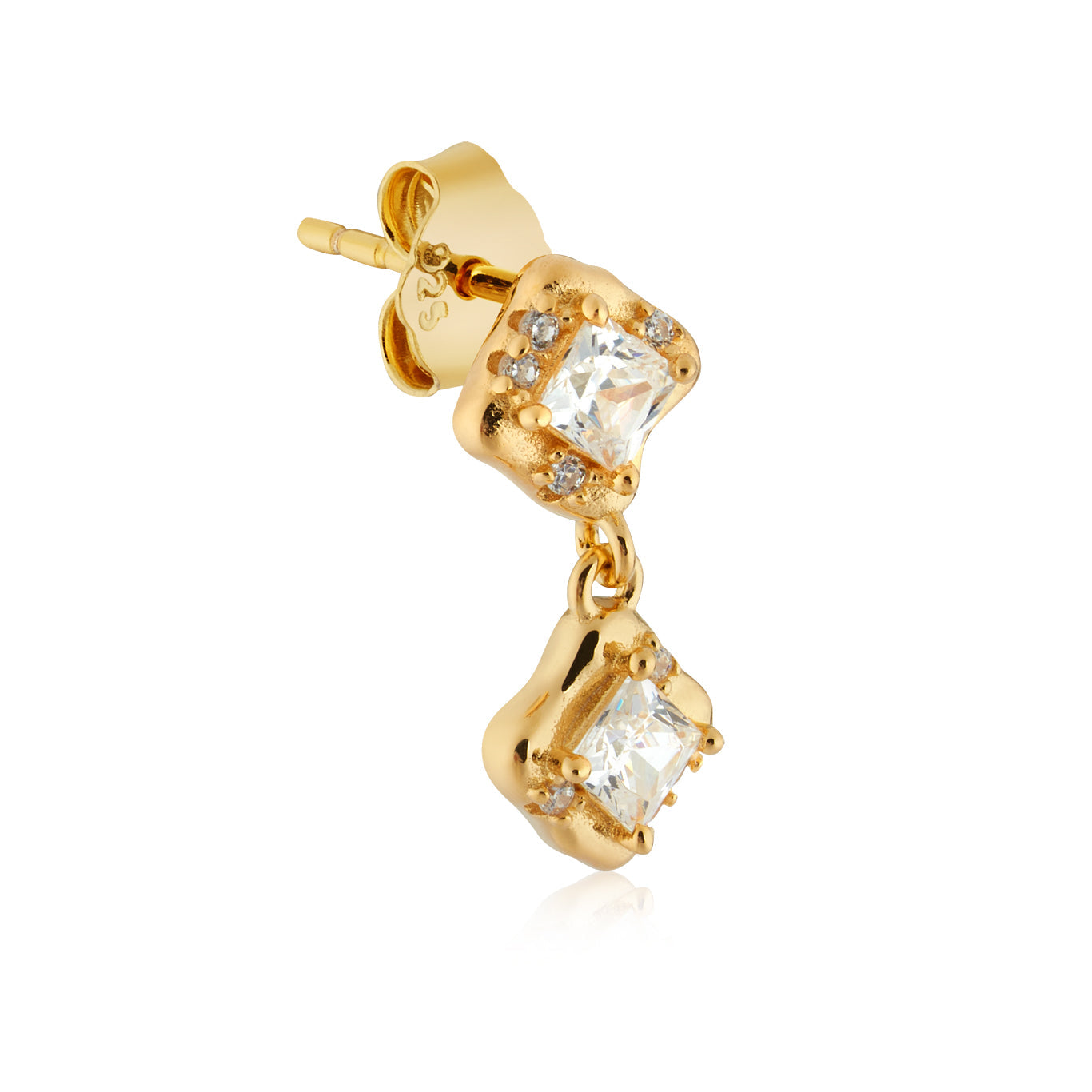 Argento Gold 18k Plated Molten CZ Drop Earrings