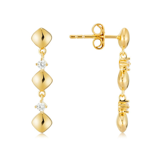 Argento Gold 18k Plated Diamond-Shaped Drop Pebble Earrings