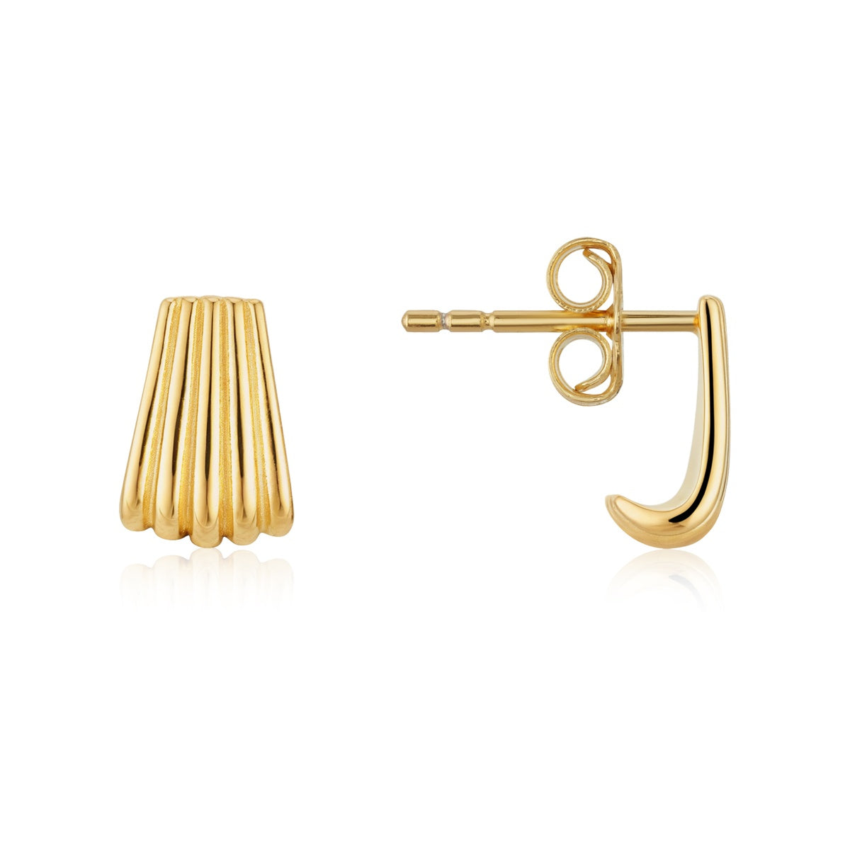 Argento Gold 18k Plated Fluted Fan Drop Earrings
