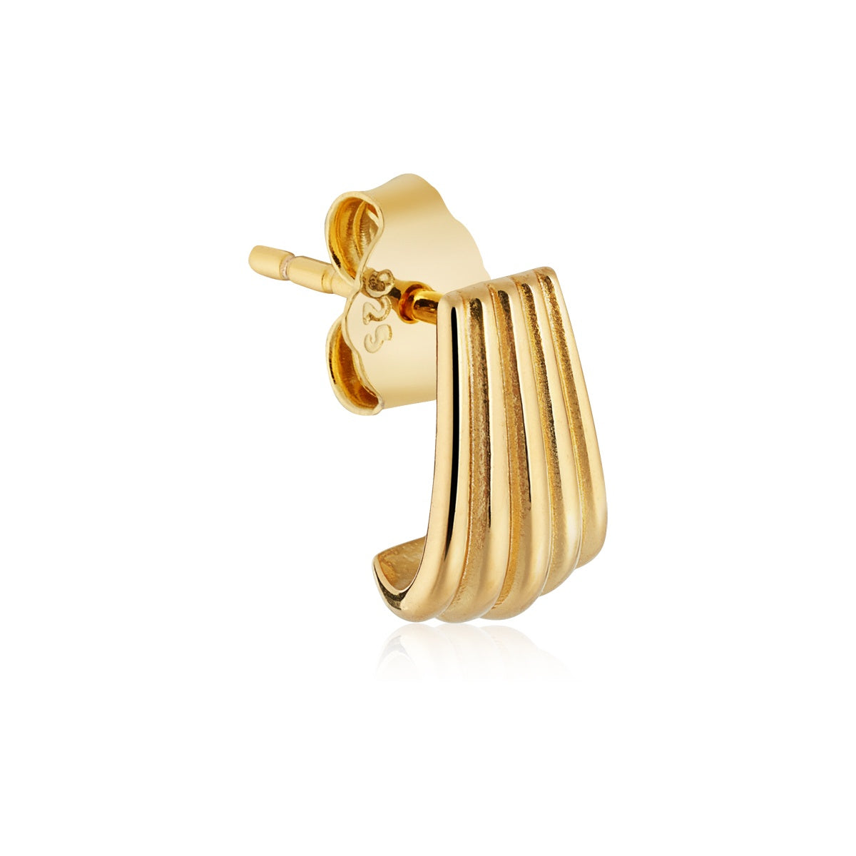 Argento Gold 18k Plated Fluted Fan Drop Earrings