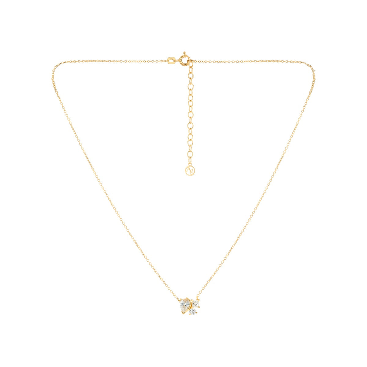 Argento Gold 18k Plated CZ Pear Cluster Necklace