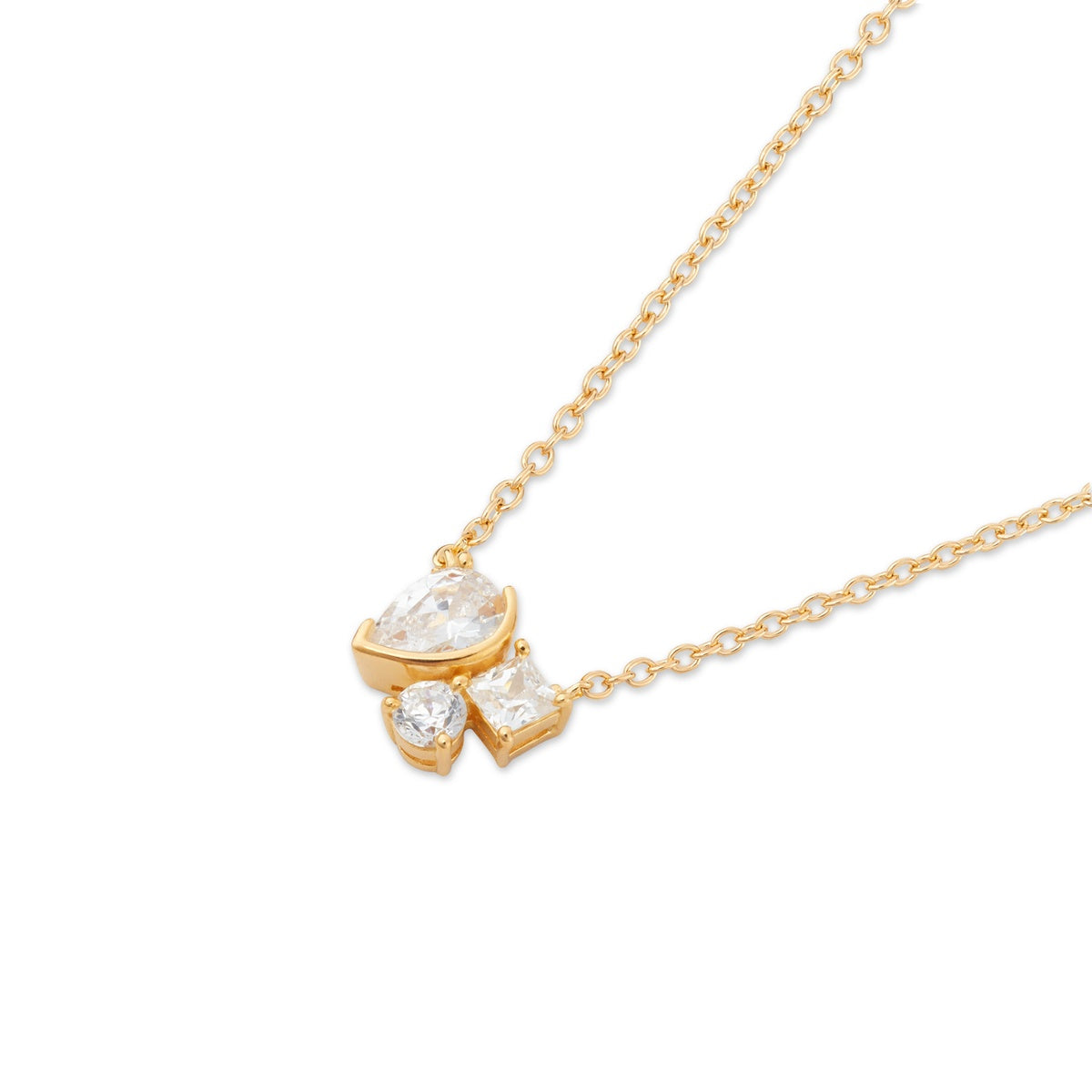 Argento Gold 18k Plated CZ Pear Cluster Necklace