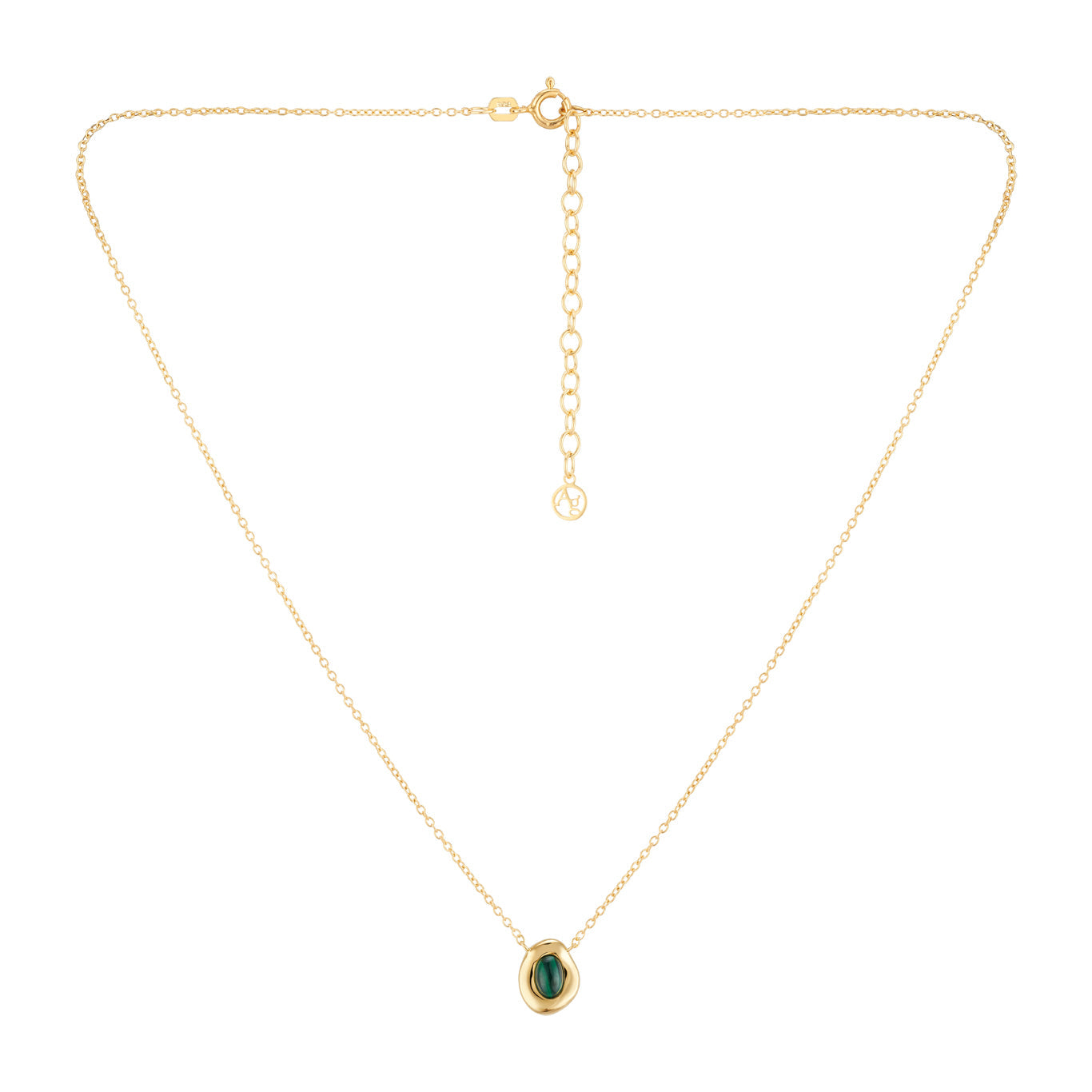 Argento Gold 18k Plated Oval Malachite Necklace