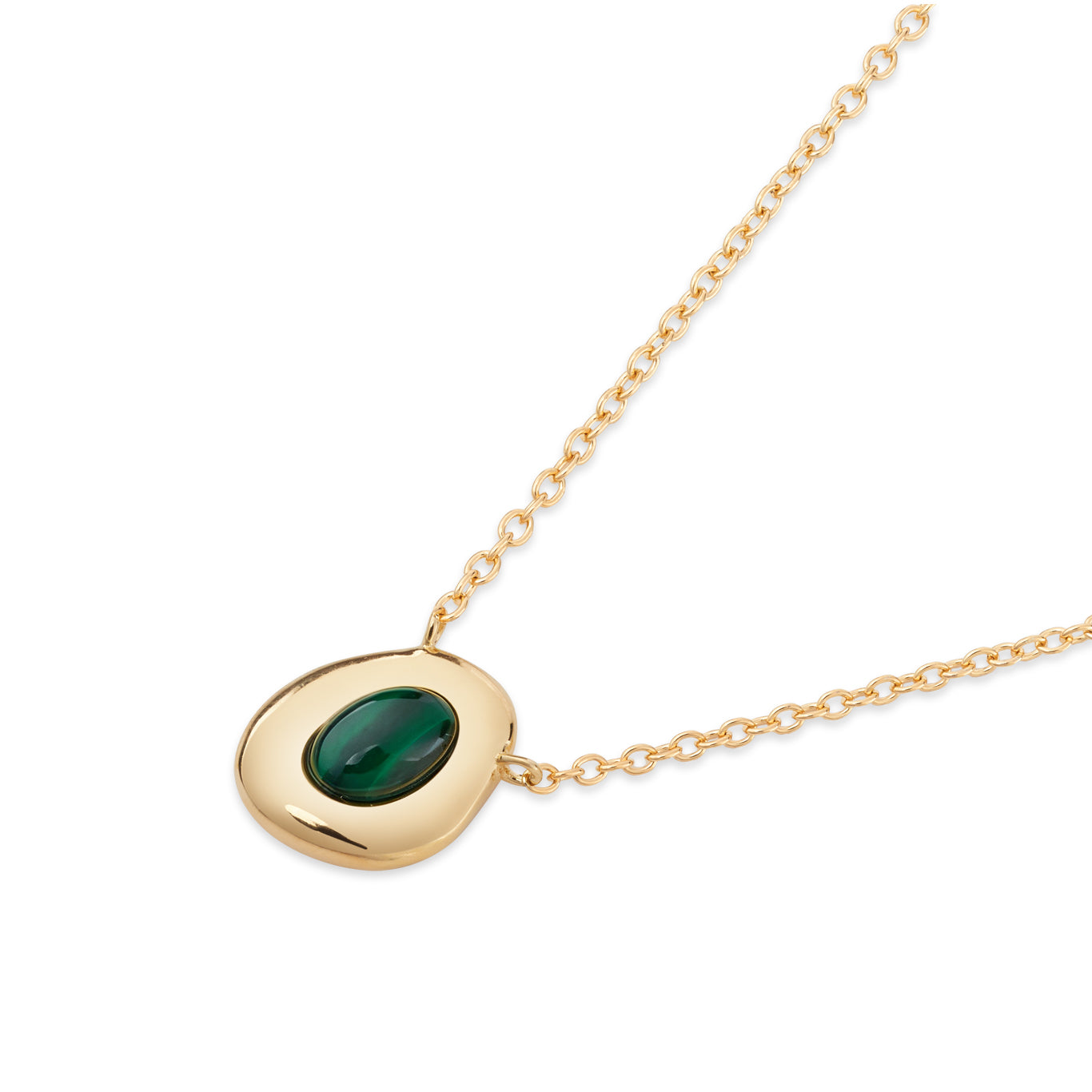 Argento Gold 18k Plated Oval Malachite Necklace