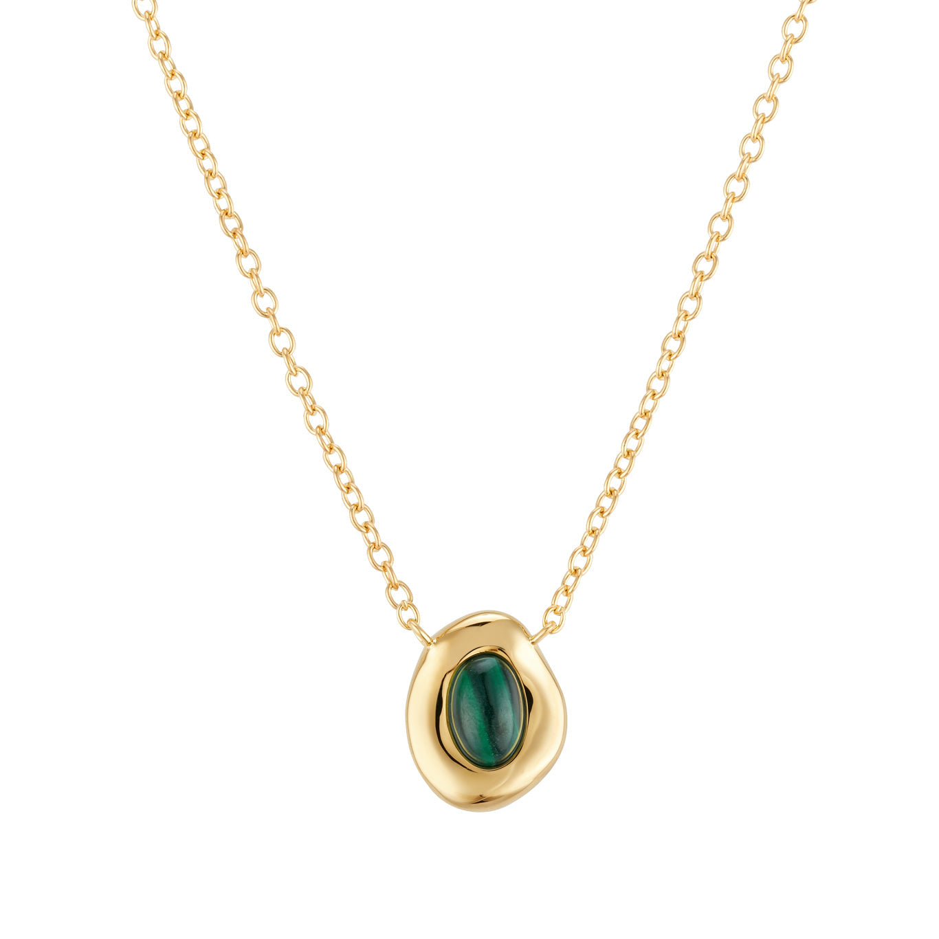 Argento Gold 18k Plated Oval Malachite Necklace