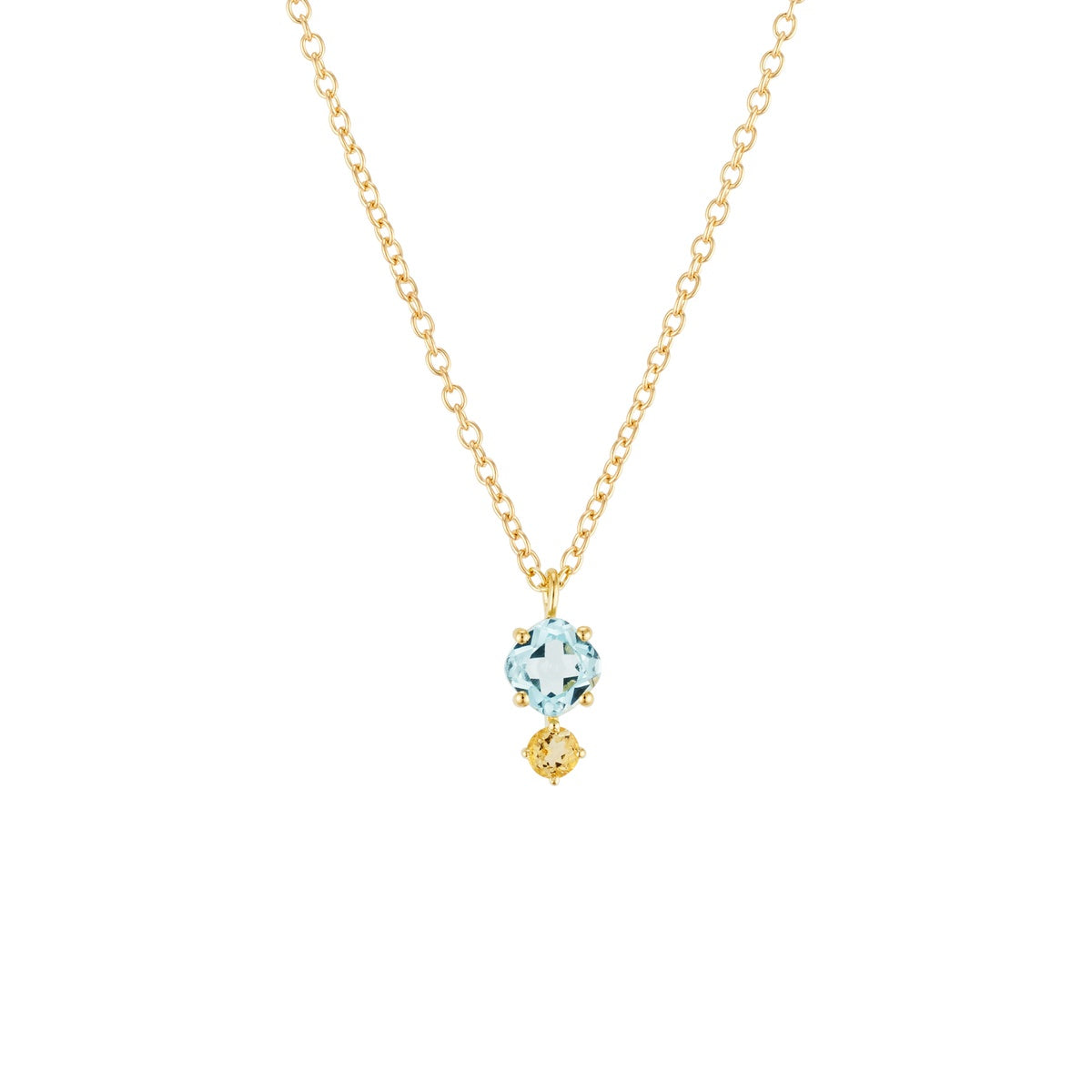 Argento Gold 18k Plated Blue Topaz Citrine Necklace