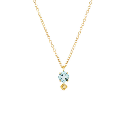 Argento Gold 18k Plated Blue Topaz Citrine Necklace