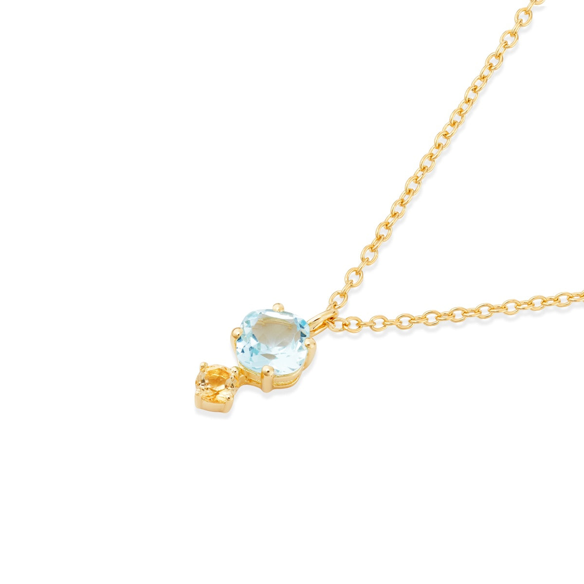 Argento Gold 18k Plated Blue Topaz Citrine Necklace