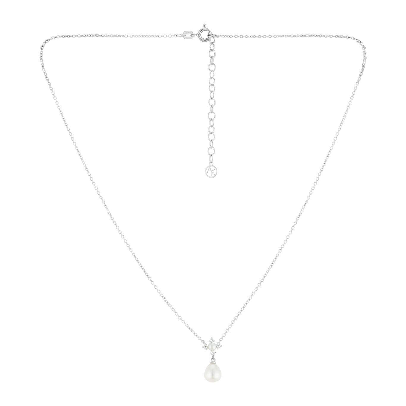 Argento Silver Floral Freshwater Drop Pearl Necklace