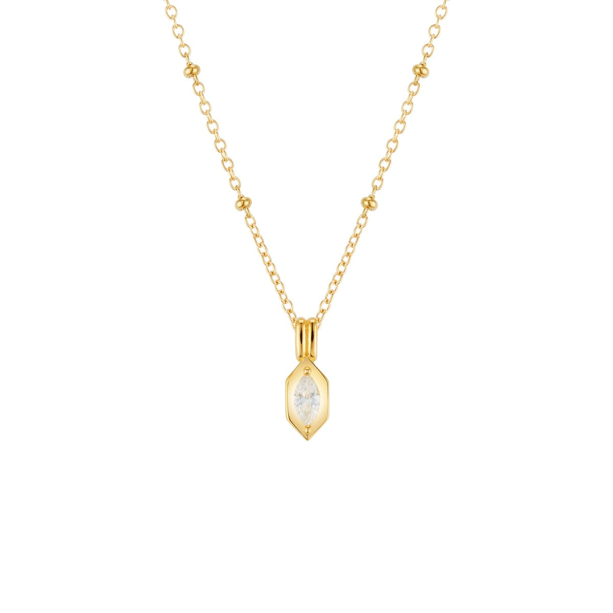 Argento Gold 18k Plated Marquise CZ Bezel Necklace