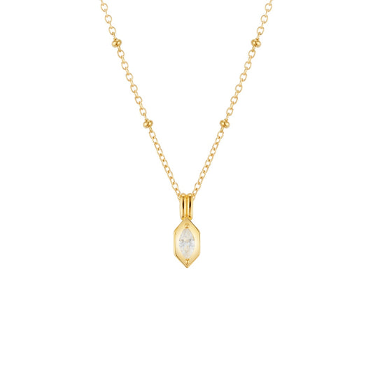 Argento Gold 18k Plated Marquise CZ Bezel Necklace