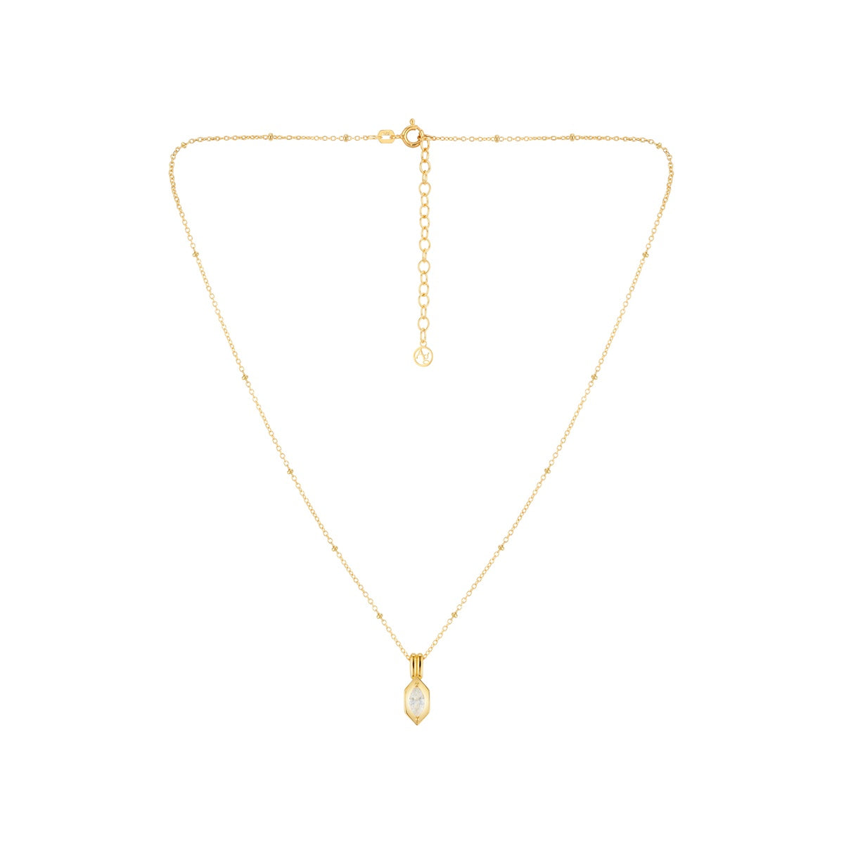 Argento Gold 18k Plated Marquise CZ Bezel Necklace