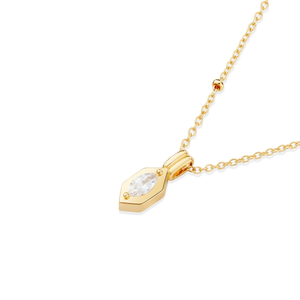 Argento Gold 18k Plated Marquise CZ Bezel Necklace
