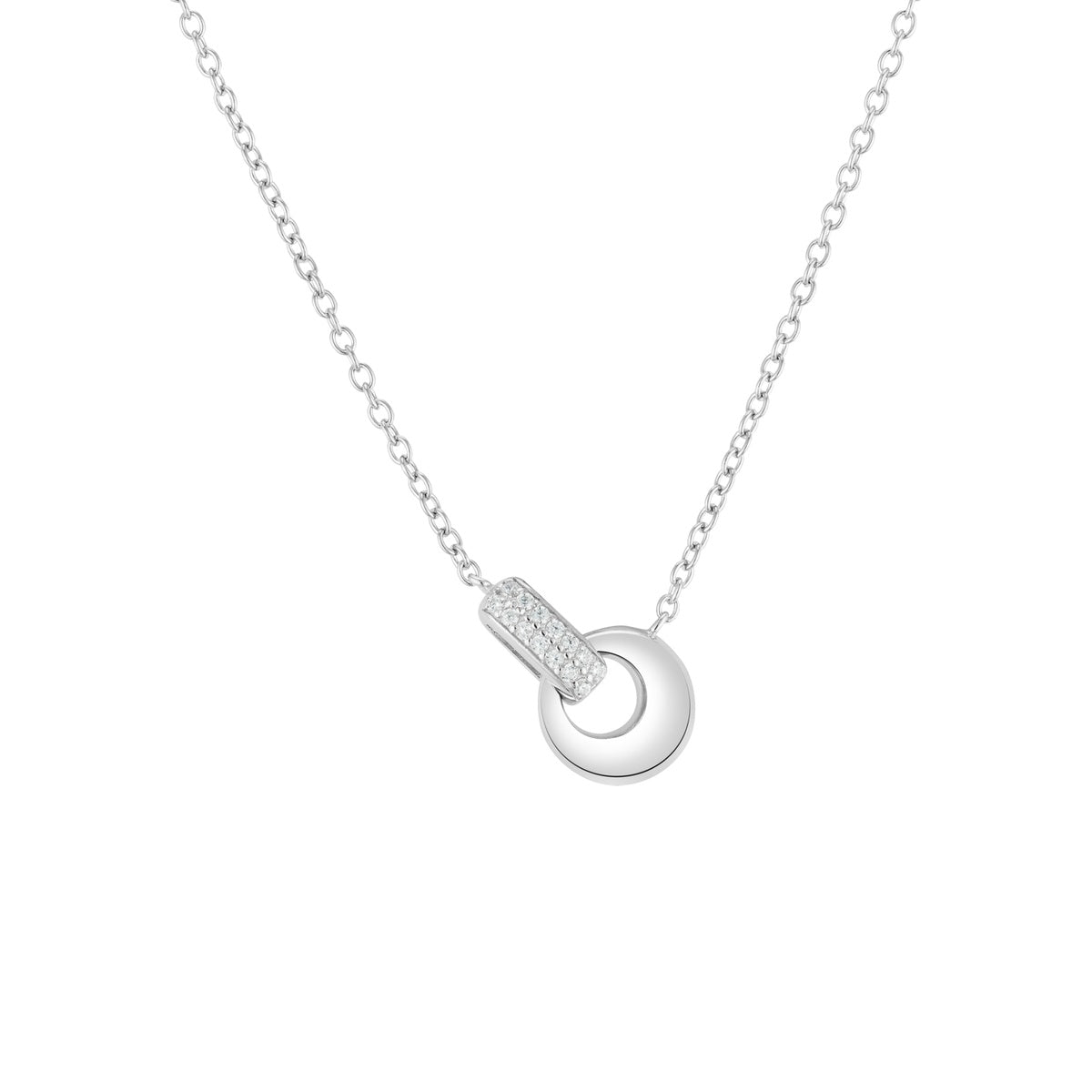 Argento Silver Oval Pavé Link Necklace