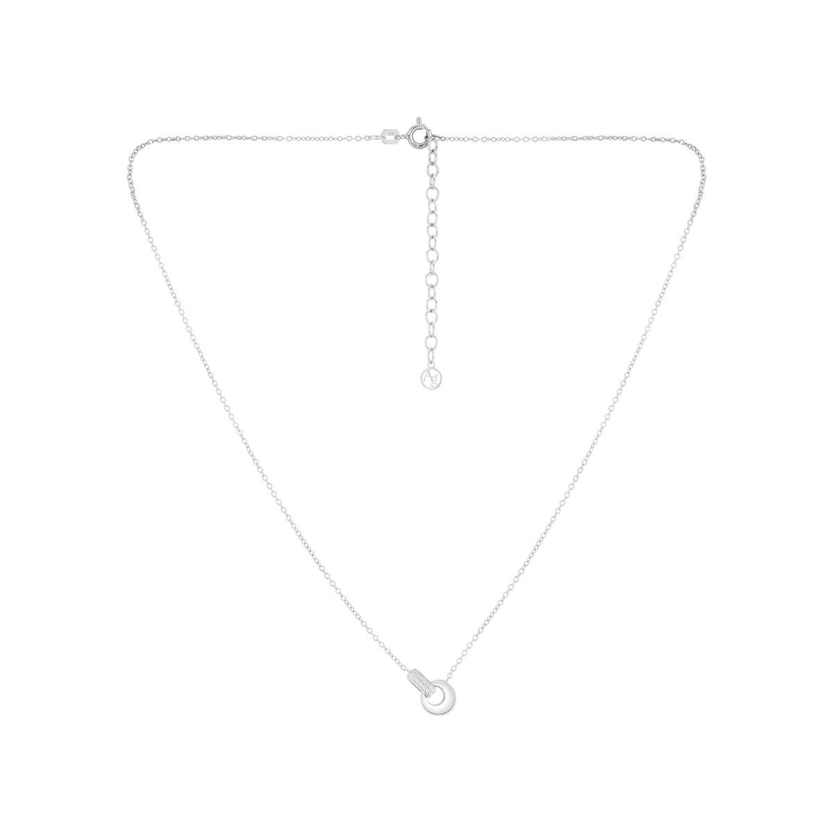 Argento Silver Oval Pavé Link Necklace