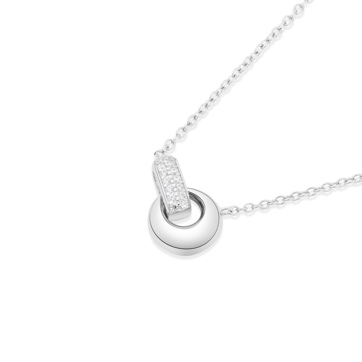 Argento Silver Oval Pavé Link Necklace