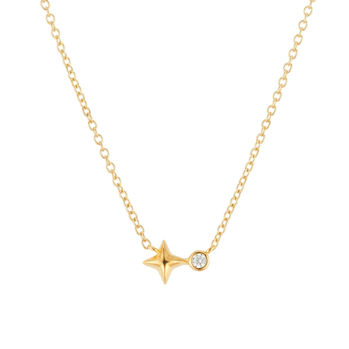 Argento Gold Starburst White CZ Necklace