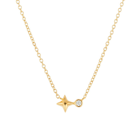 Argento Gold Starburst White CZ Necklace