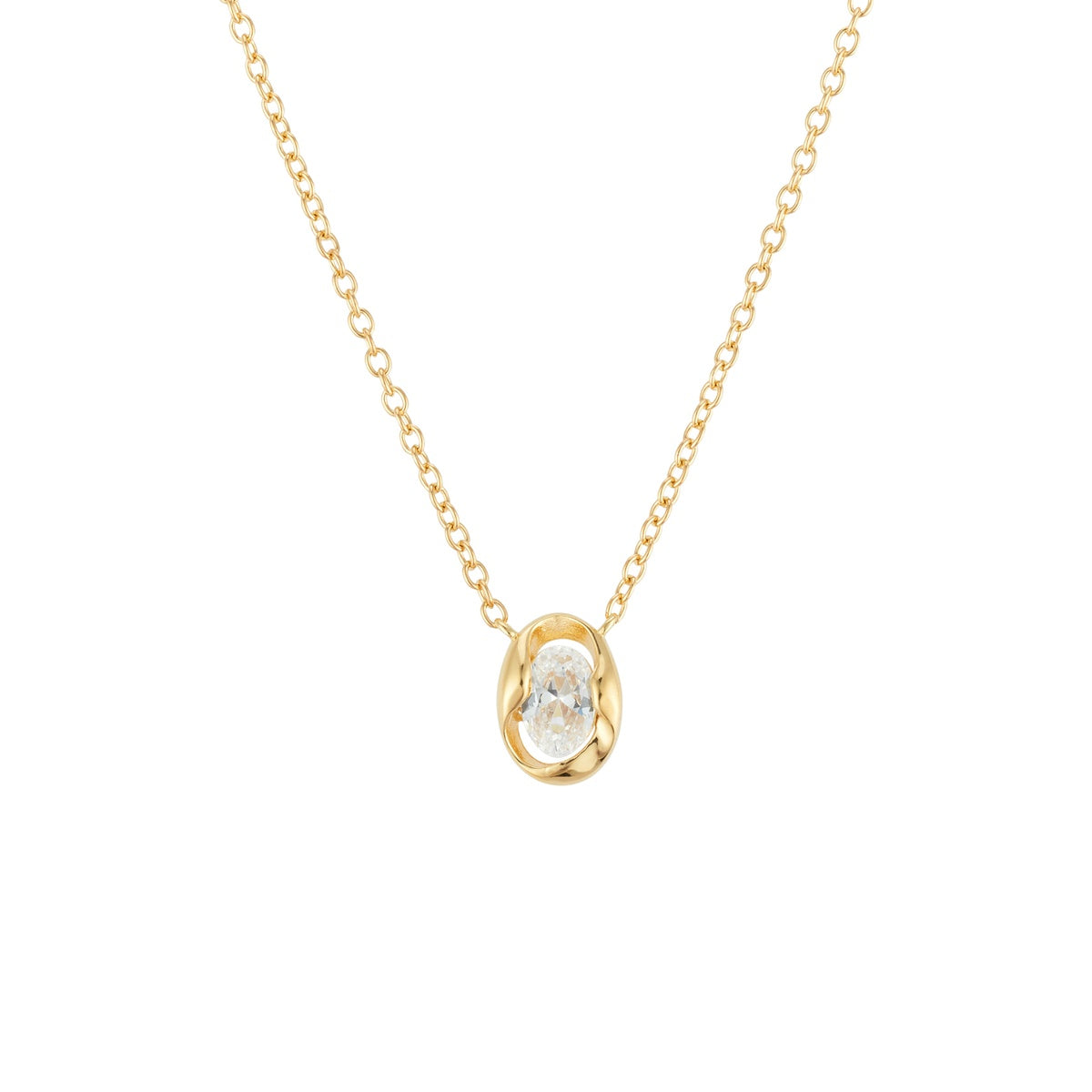 Argento Gold 18k Plated CZ Twist Bezel Necklace