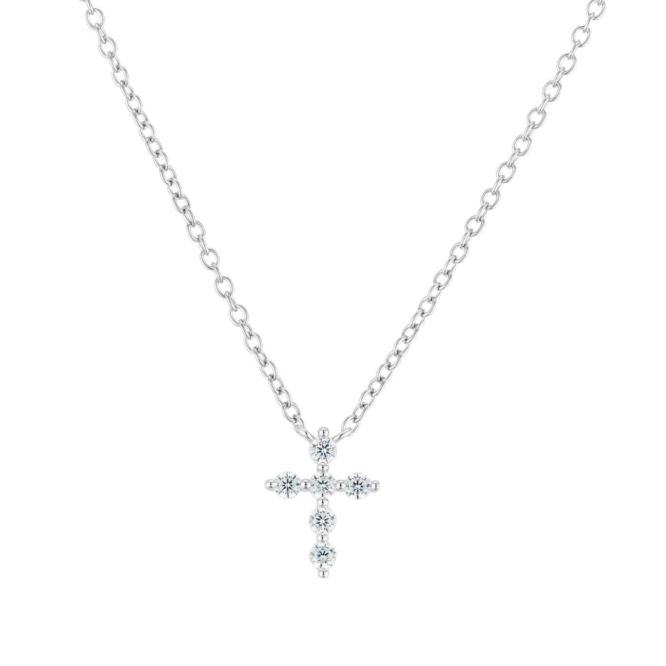 Argento Silver Petite CZ Cross Necklace