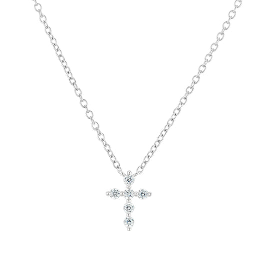 Argento Silver Petite CZ Cross Necklace