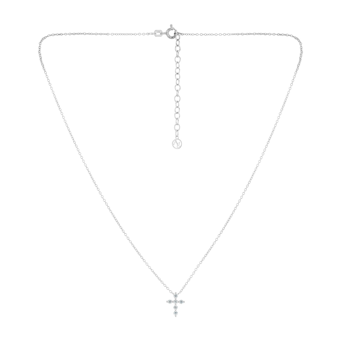 Argento Silver Petite CZ Cross Necklace