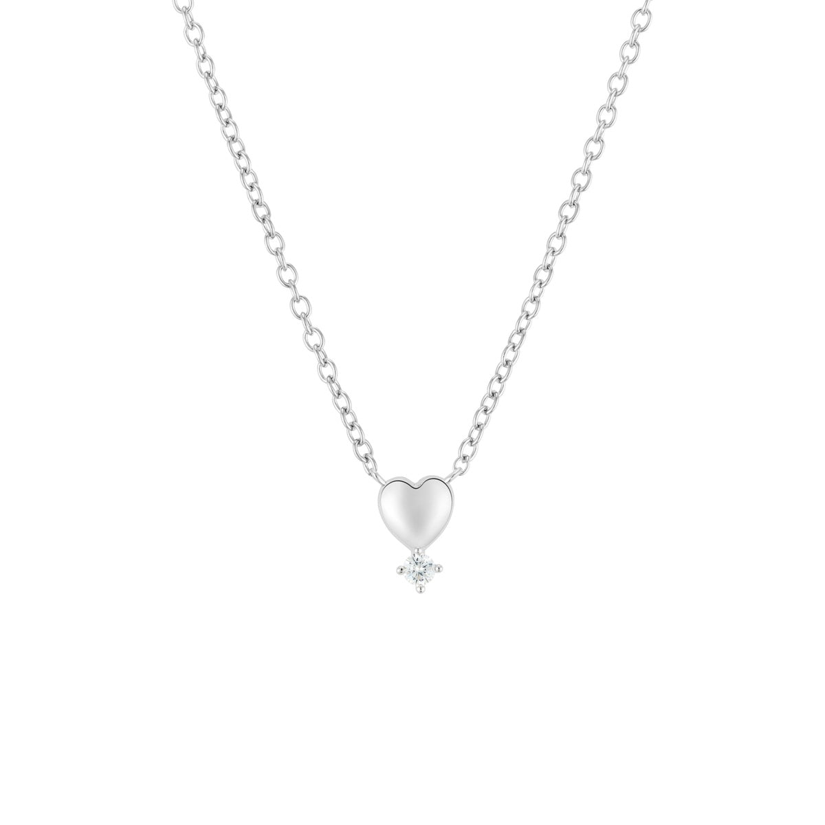 Argento Silver Kids Heart Diamanté CZ Necklace