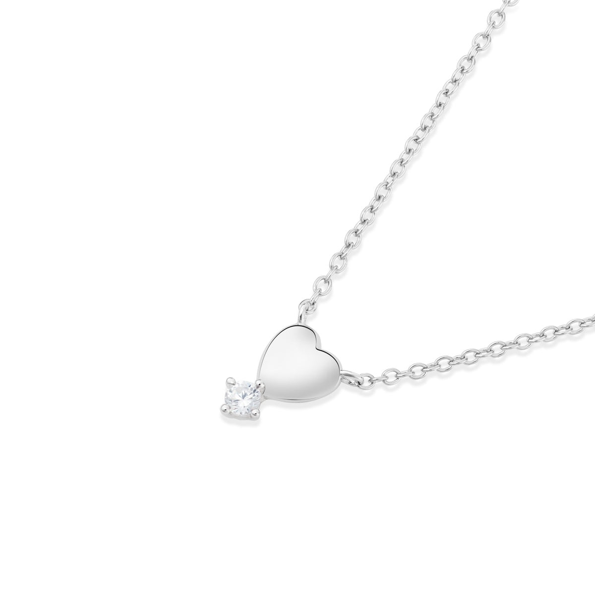 Argento Silver Kids Heart Diamanté CZ Necklace
