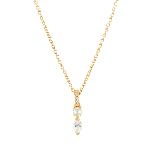 Argento Gold 18k Plated Freshwater Pearl Marquise Necklace