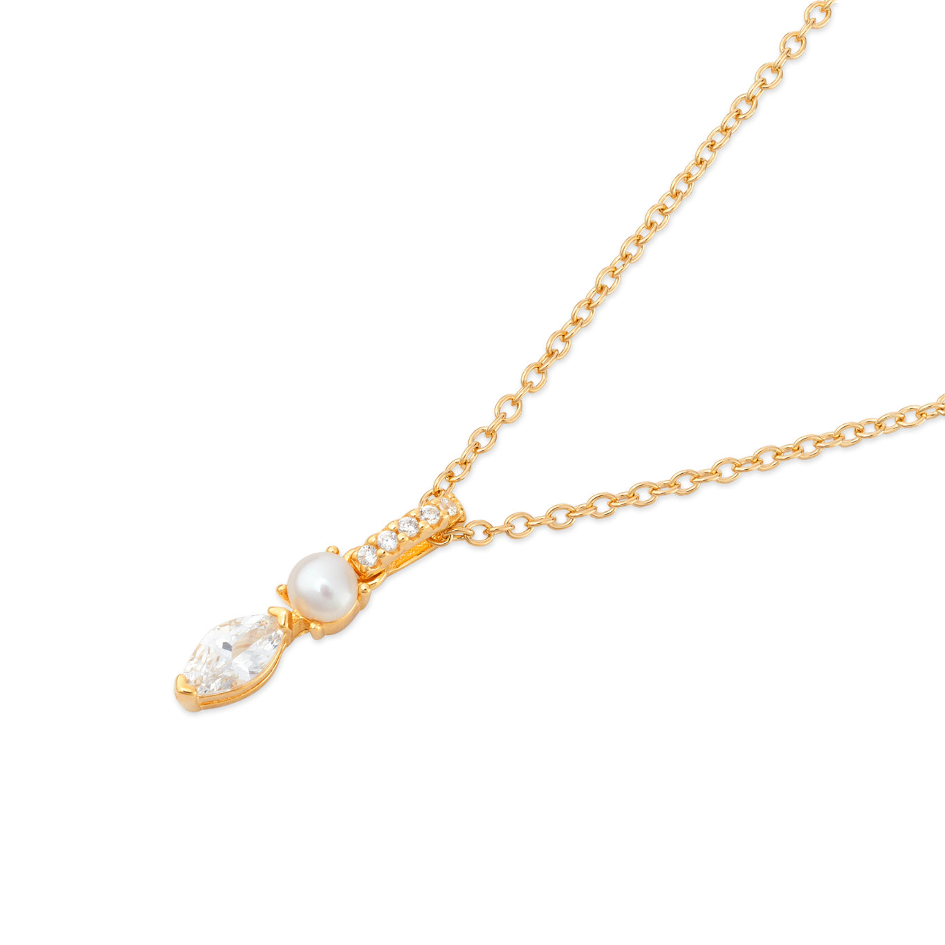 Argento Gold 18k Plated Freshwater Pearl Marquise Necklace